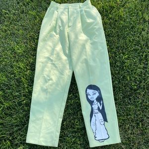 lime green pleated bratz pants